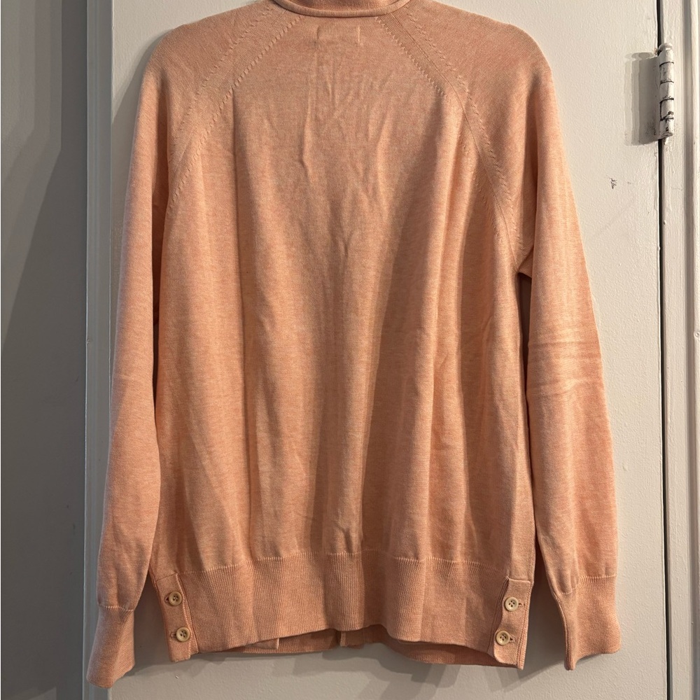 Bolivares Peach Button-Up Sweater cardigan long sleeve new M cotton Easter - Picture 2 of 4